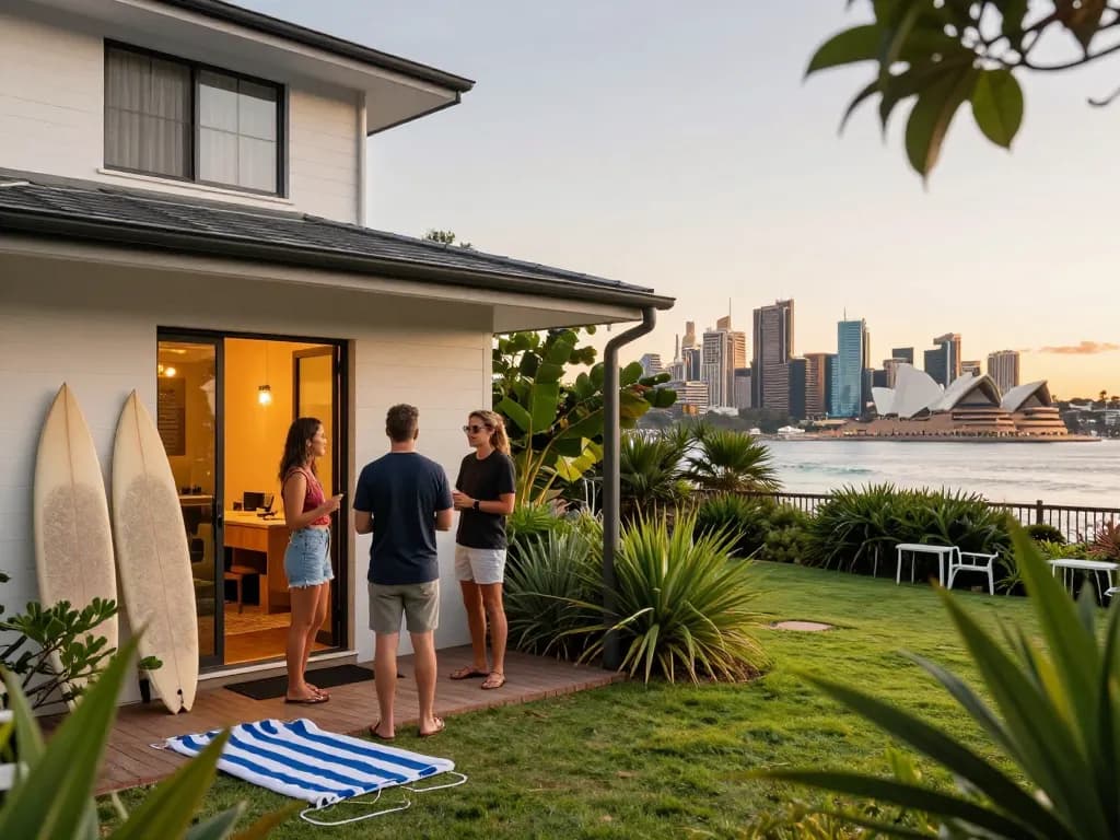 Airbnb management Sydney experience with a welcoming host and stunning coastal view, showcasing a vibrant rental.