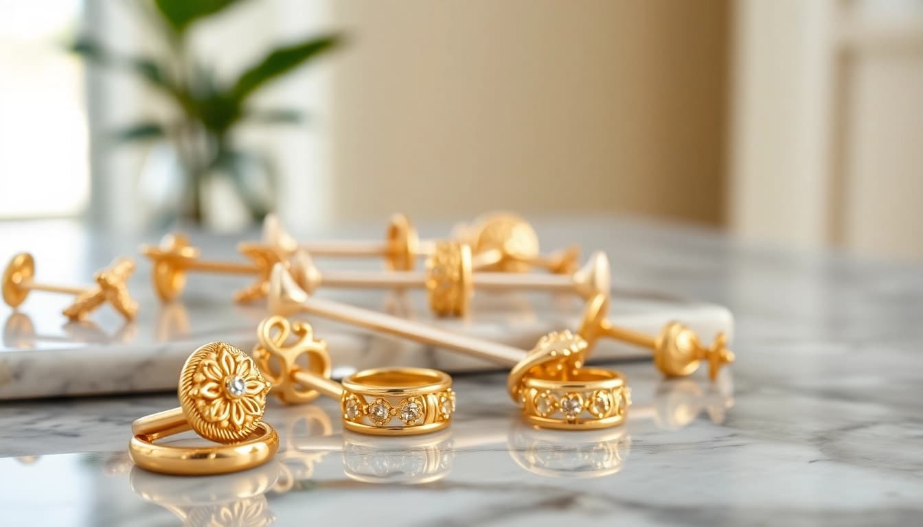 Exquisite real gold cartilage piercings UK showcasing unique designs and quality craftsmanship.