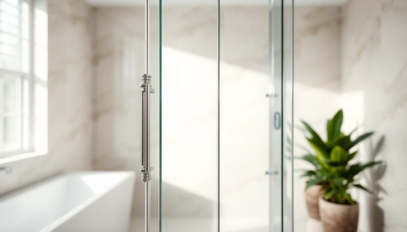 Beautiful shower screen door enhancing a modern bathroom's design and functionality.