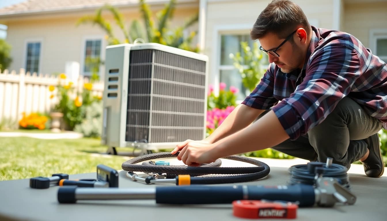 AC Repair Tampa technician performing maintenance on an air conditioning unit.