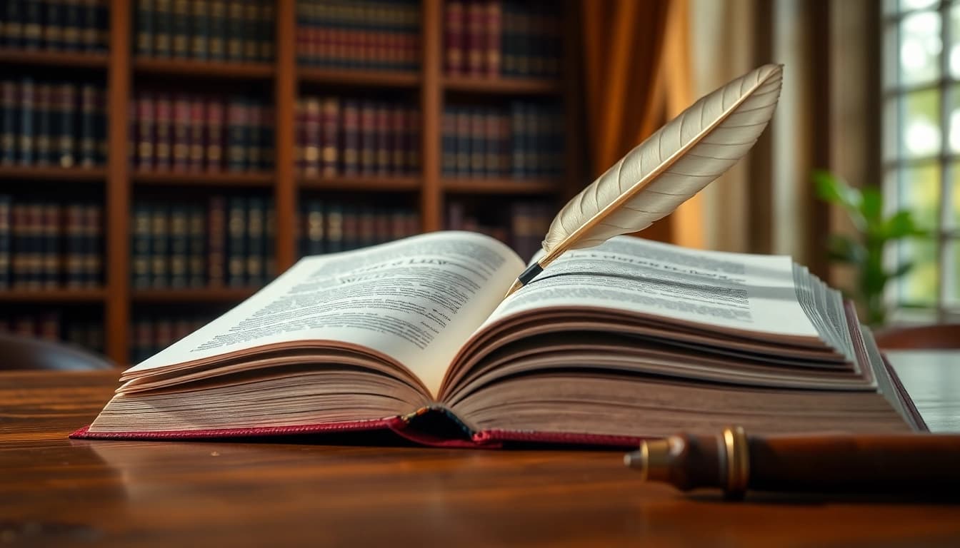 Crafting Wills with a quill and law books emphasizes legacy planning.