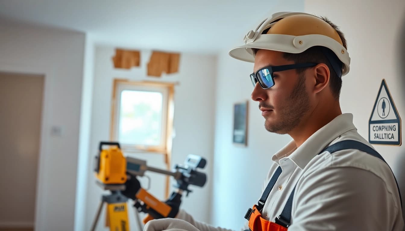 Expert in professional spray foam removal working on home insulation.