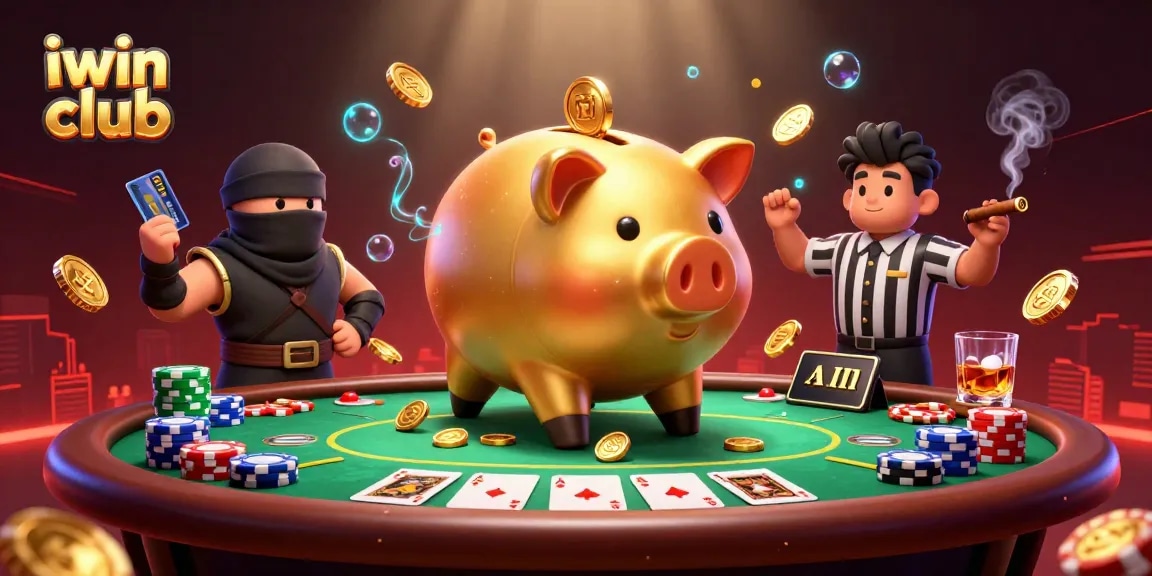 Join the excitement at iwin club with a thrilling poker showdown featuring dynamic characters and vibrant casino elements.