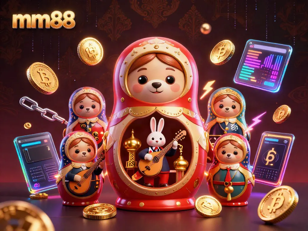 Experience the vibrant world of mm88 with a lively 3D casino scene featuring unique characters.