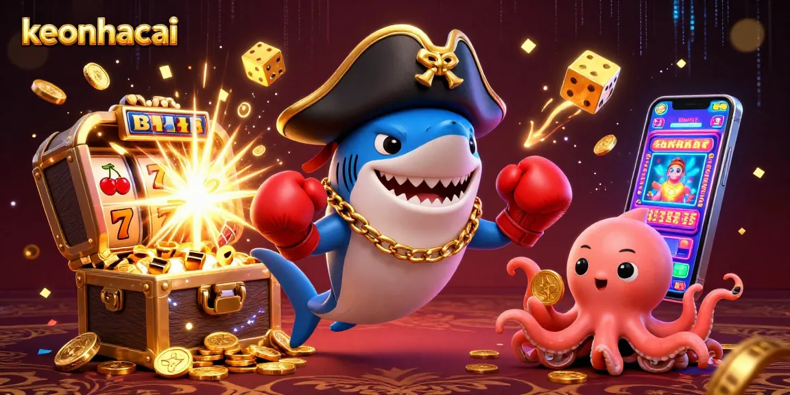 Win jackpots with keonhacai in a vibrant 3D casino adventure with playful characters.