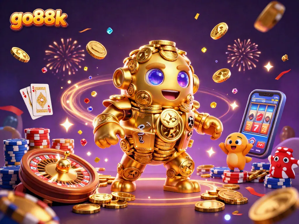 Experience thrilling gameplay at go88k with the golden golem and vibrant casino elements.