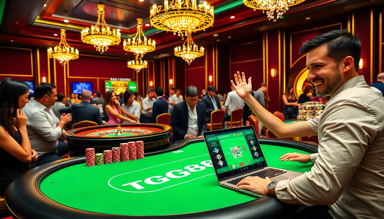 Experience the excitement of winning at TG88 casino with vibrant tables and luxurious decor.