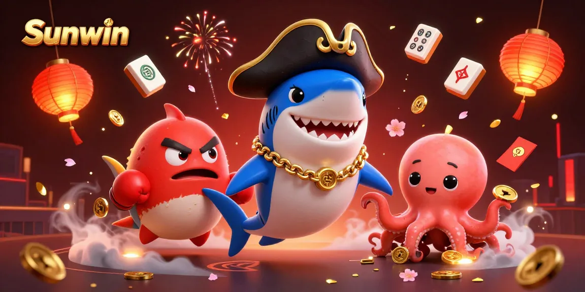 Sunwin offers thrilling betting opportunities with a vibrant casino illustration featuring dynamic gaming elements.