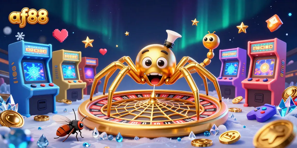 Place bets at af88 as 3D cartoon elements blend gaming with excitement in a vibrant casino scene.