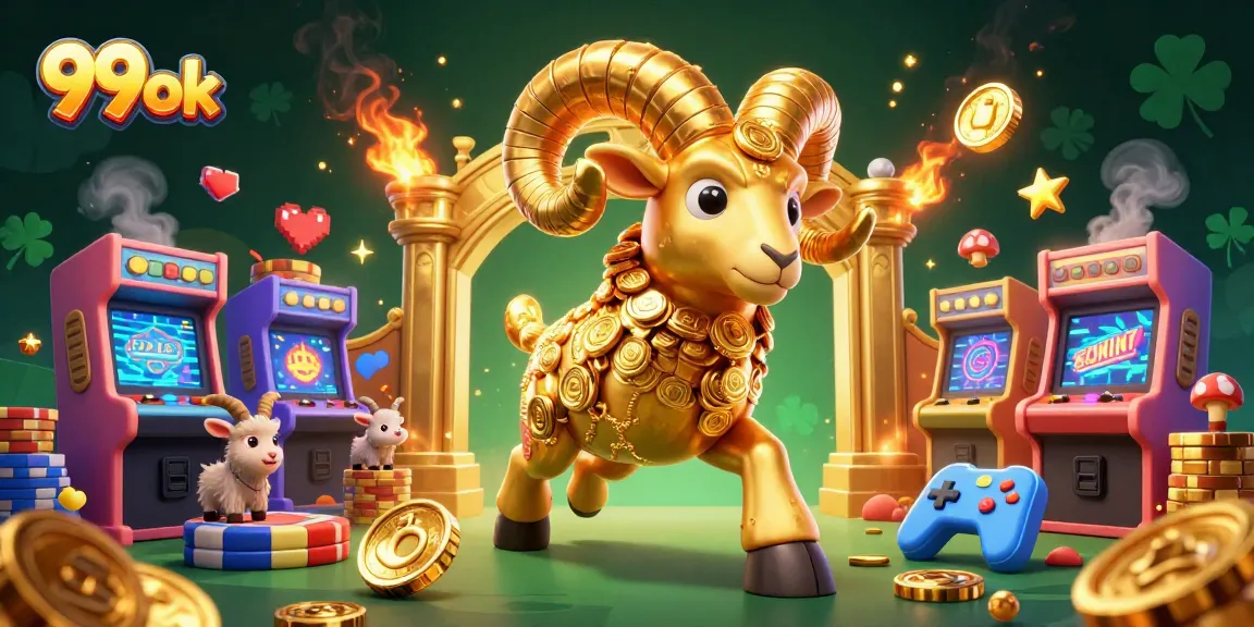 Experience thrilling gameplay with 99ok's golden ram charging through a vibrant casino scene.