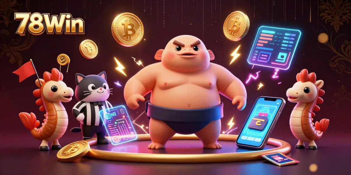 Celebrate big wins at 78Win with a lively underwater casino scene featuring unique characters and crypto elements.